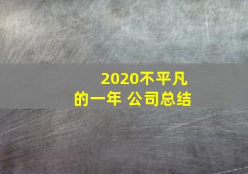 2020不平凡的一年 公司总结